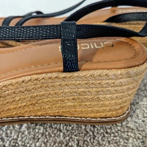 Chicos‎ Espadrille Wedge Platform Sandal Black Sz. 8.5 New - Picture 6 of 11